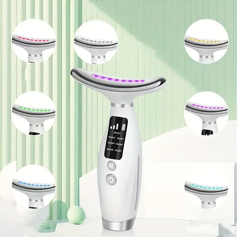 Masajeador facial con luz LED y calor de 7 colores