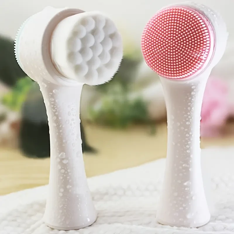 Cepillo limpiador facial de silicona 2 en 1