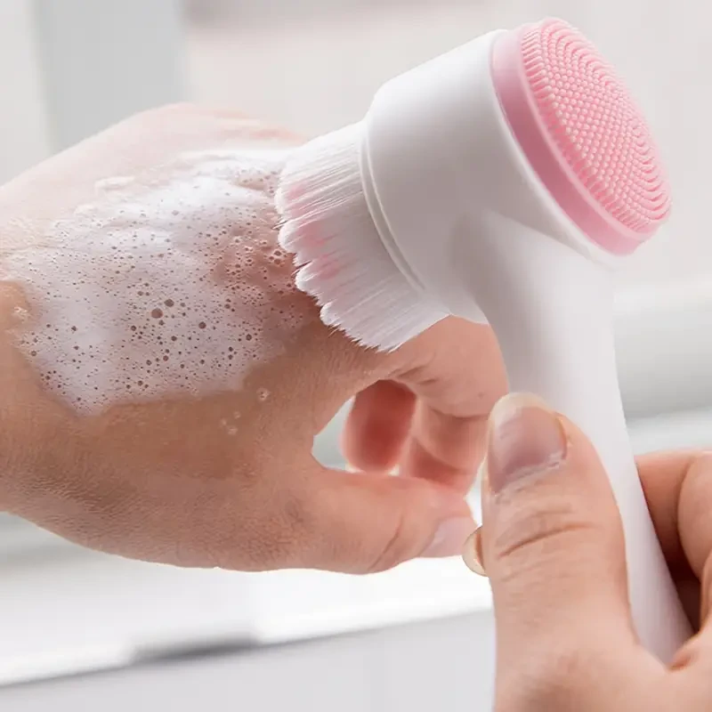 Cepillo de silicona para lavado facial de doble cara
