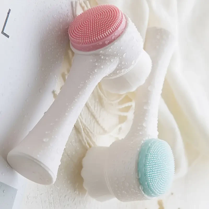 Cepillo de silicona para lavado facial de doble cara