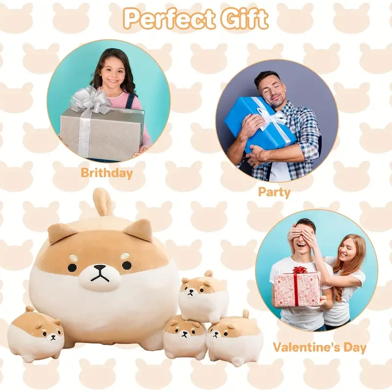 Peluche Shiba Inu de 40,64 cm con 4 crías en su barriga, Shiba Inu de peluche