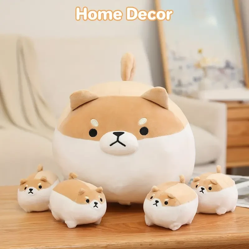 Peluche Shiba Inu de 40,64 cm con 4 crías en su barriga, Shiba Inu de peluche