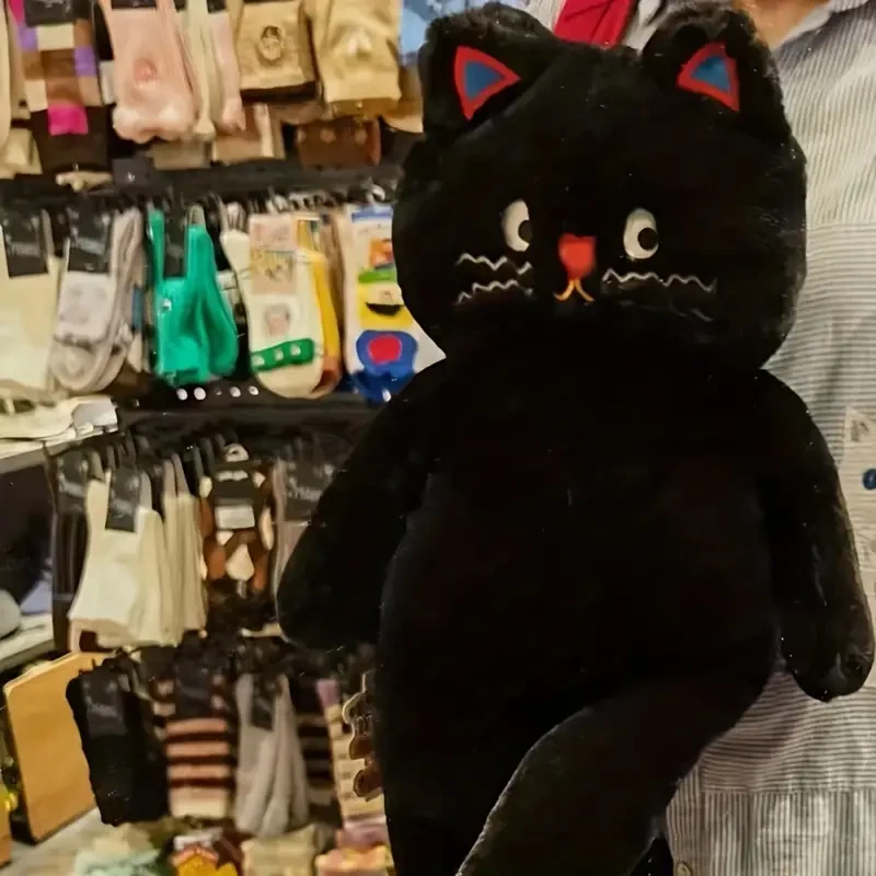 Peluche de gato grande de lunares rosa y negro de 60 cm/23,62 pulgadas