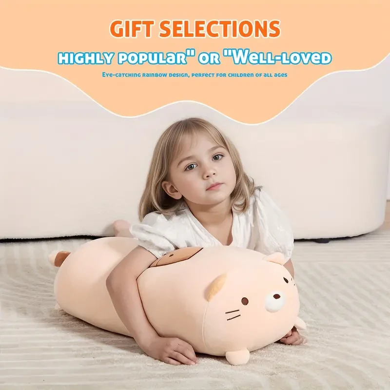 Almohada de peluche de gato de licra, 60,96 cm, suave y esponjosa.