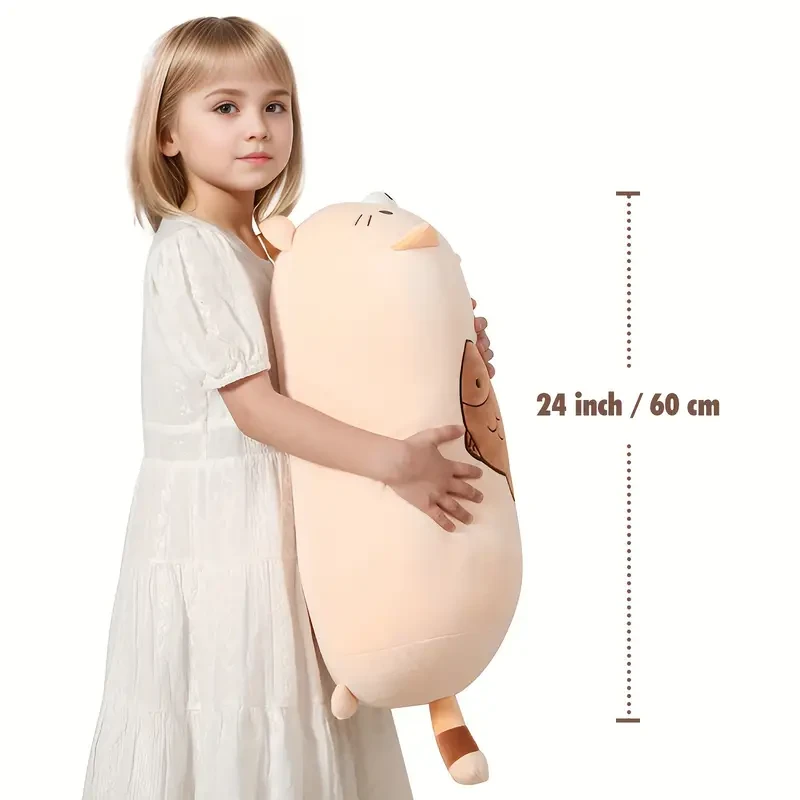 Almohada de peluche de gato de licra, 60,96 cm, suave y esponjosa.
