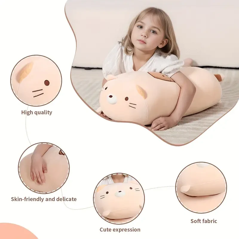 Almohada de peluche de gato de licra, 60,96 cm, suave y esponjosa.