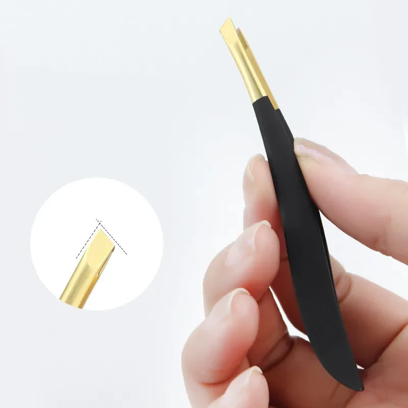 Pinzas de belleza de acero inoxidable con clip oblicuo para cejas