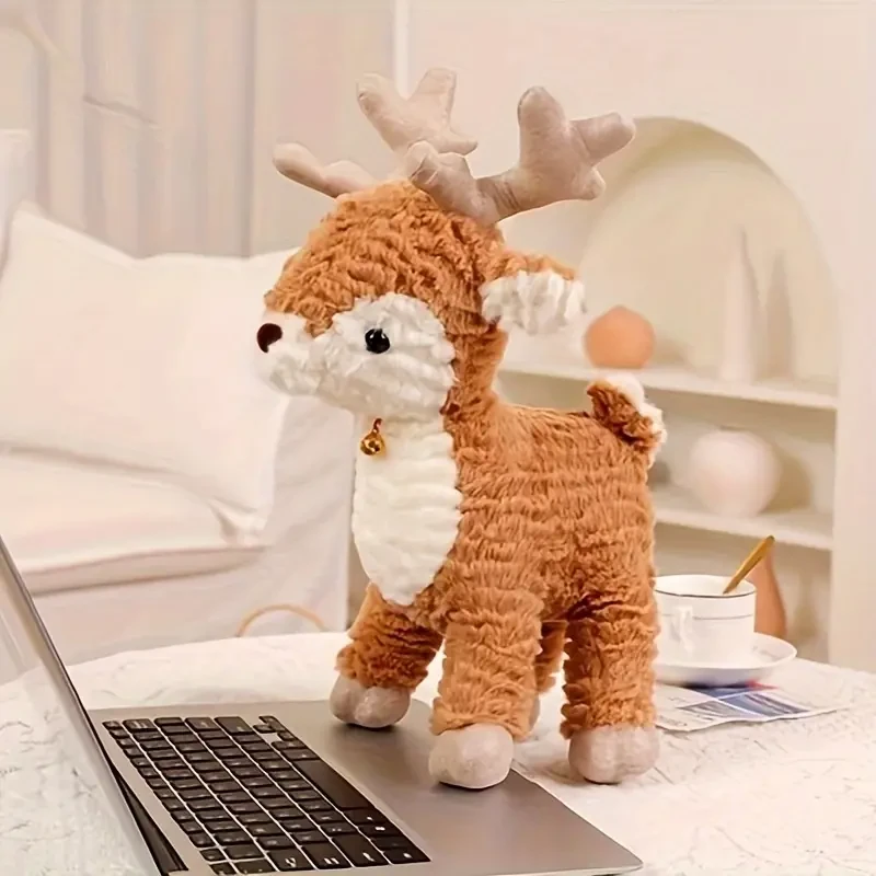 Lindo muñeco de peluche de alce, muñeco de peluche de cervatillo, muñeco de reno navideño,