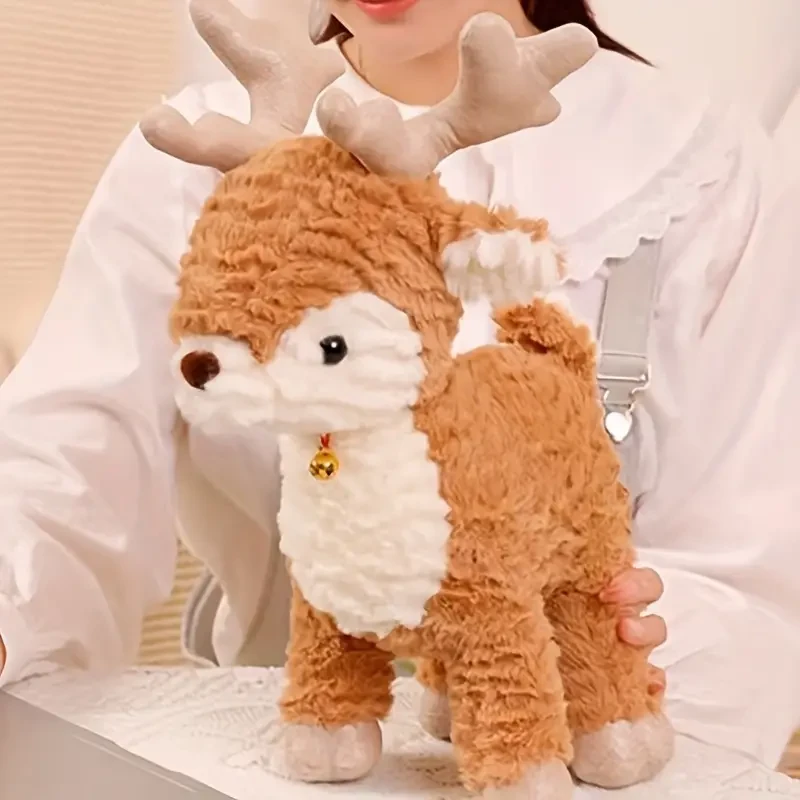 Lindo muñeco de peluche de alce, muñeco de peluche de cervatillo, muñeco de reno navideño,