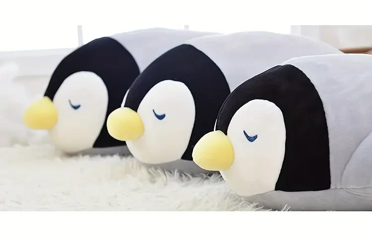 1 almohada de pingüino de peluche para adultos, suave y bonita, de tela.