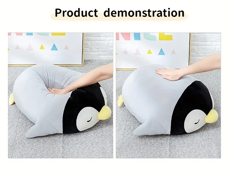 1 almohada de pingüino de peluche para adultos, suave y bonita, de tela.