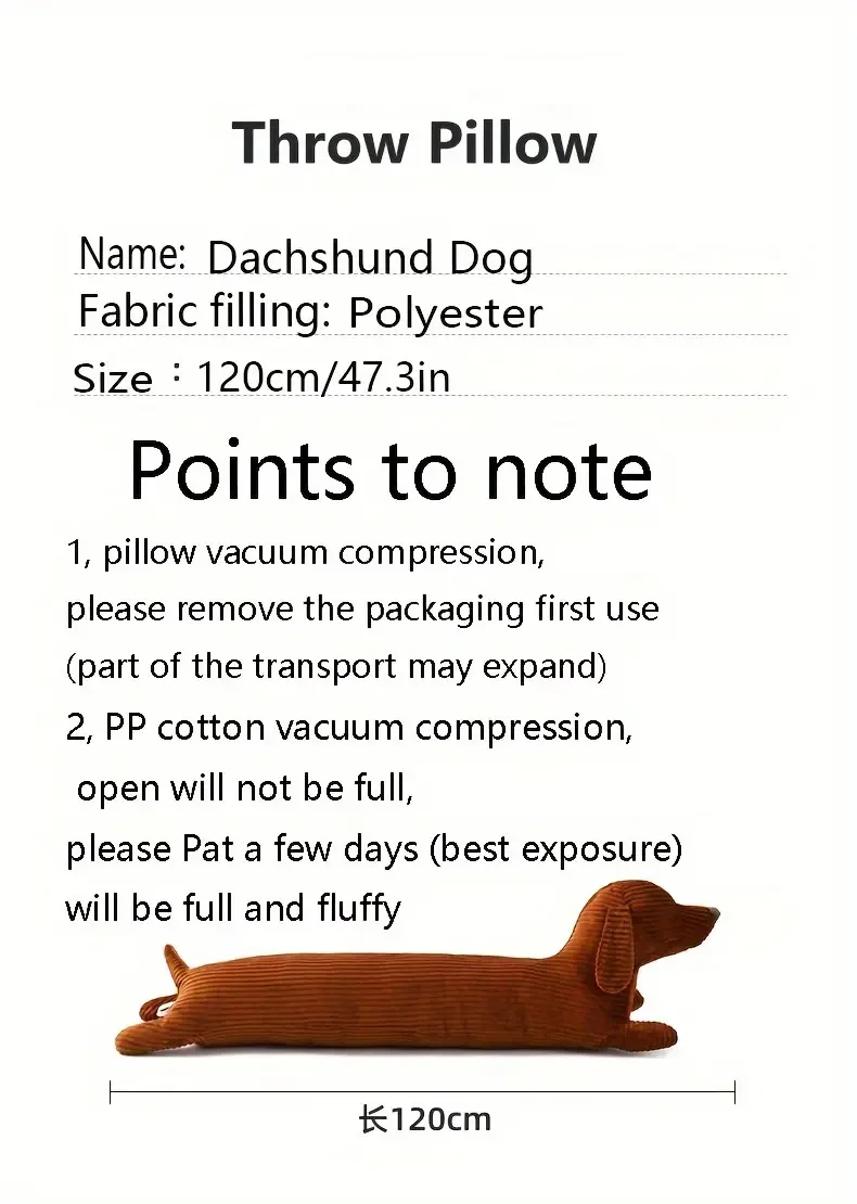 Almohada de peluche de perro salchicha de 119,38 cm