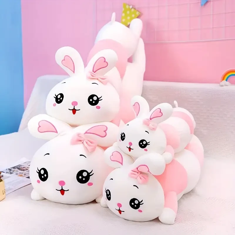 1 pieza de lindo conejo de dibujos animados de cuerpo largo de peluche lindo de alta calidad relleno