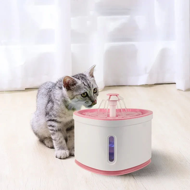 Fuente de agua automática para mascotas con LED, eléctrica y USB