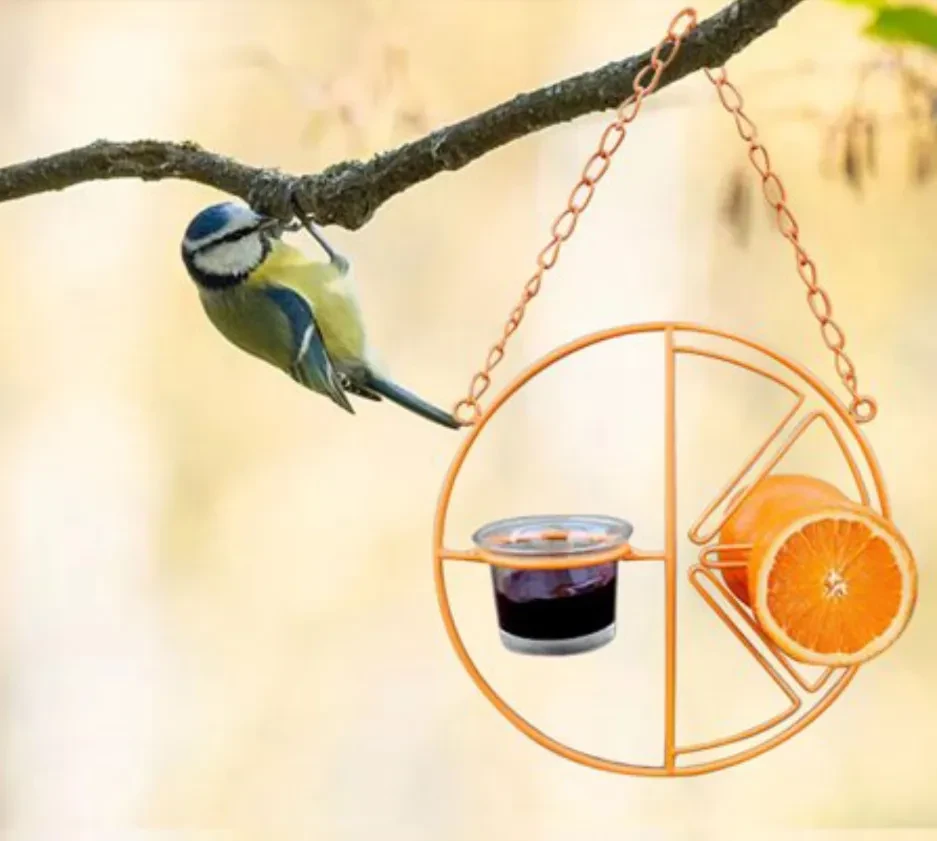 Soporte metálico colgante para la alimentación de colibríes al aire libre