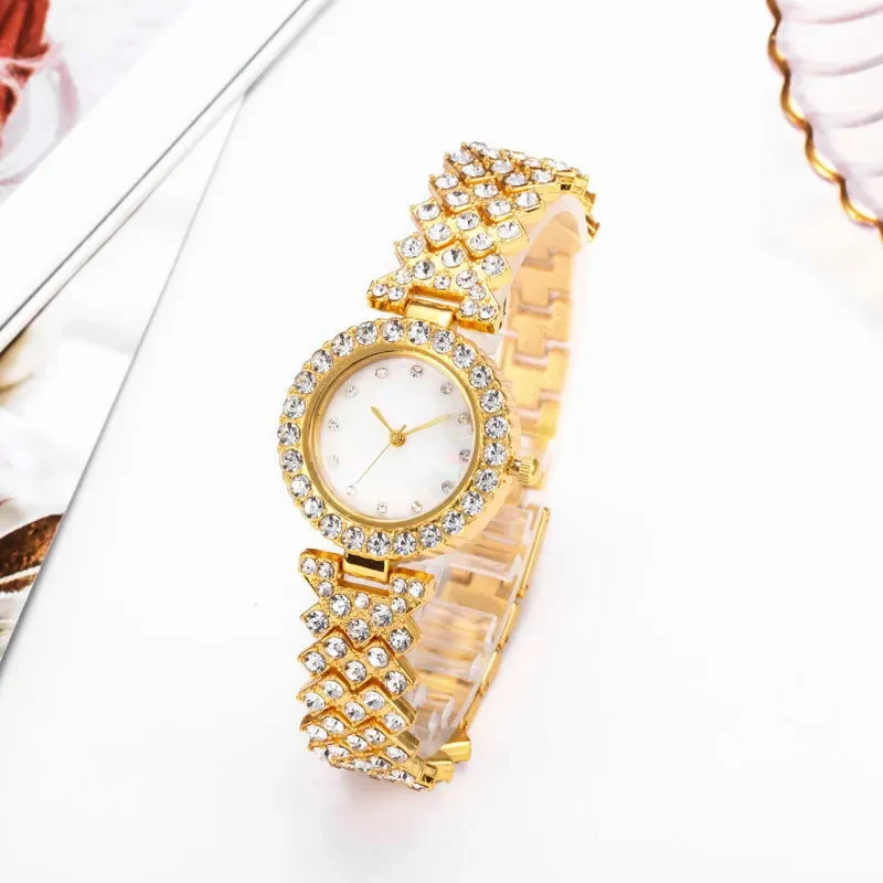 Reloj de cuarzo sencillo para mujer con aleación de diamantes