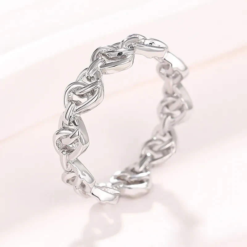 Anillo de cadena en forma de corazón para mujer