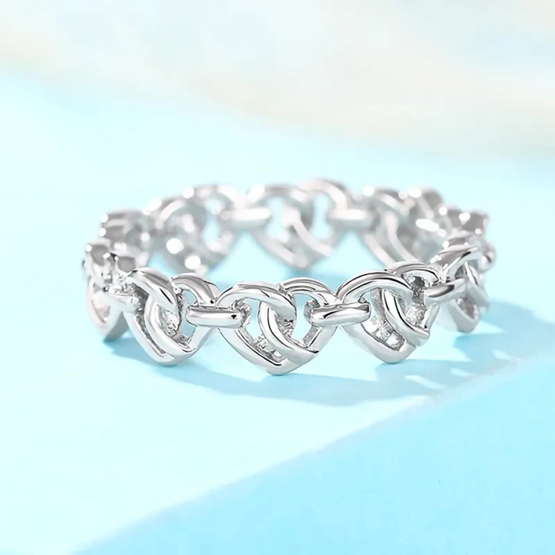 Anillo de cadena en forma de corazón para mujer