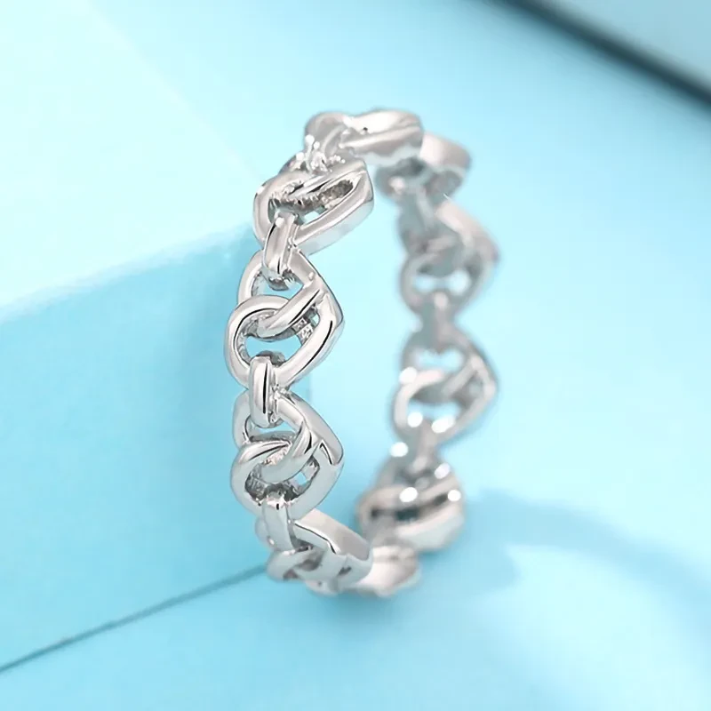 Anillo de cadena en forma de corazón para mujer