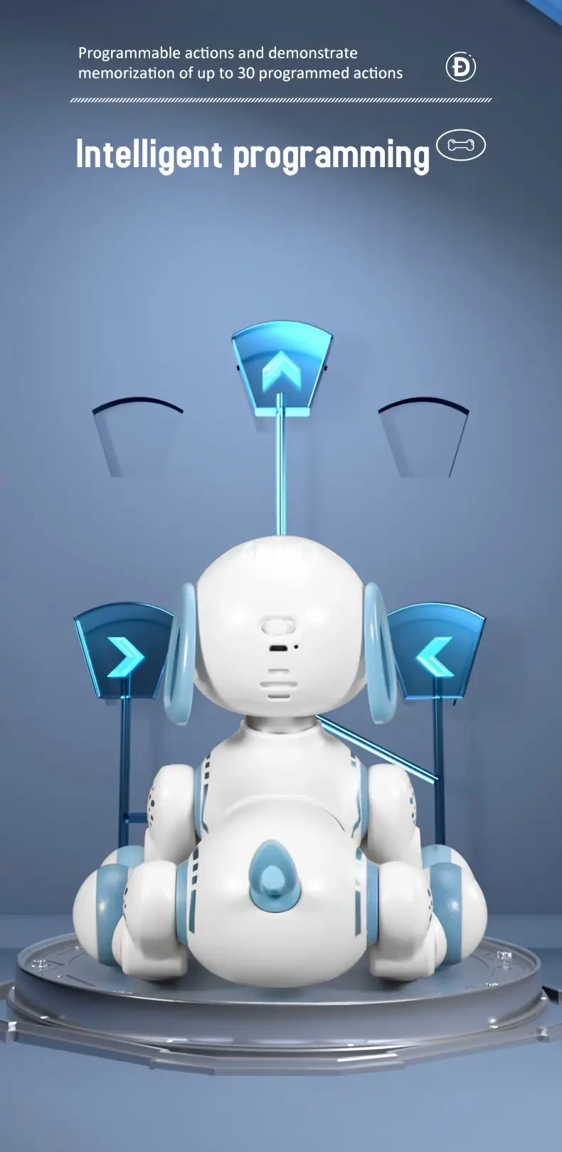 Perro robot inteligente, perro de juguete a control remoto, programación de efectos especiales, baile, cuentos clásicos, detección táctil, detección infrarroja, desarrollo intelectual, como regalo de Halloween y Navidad.