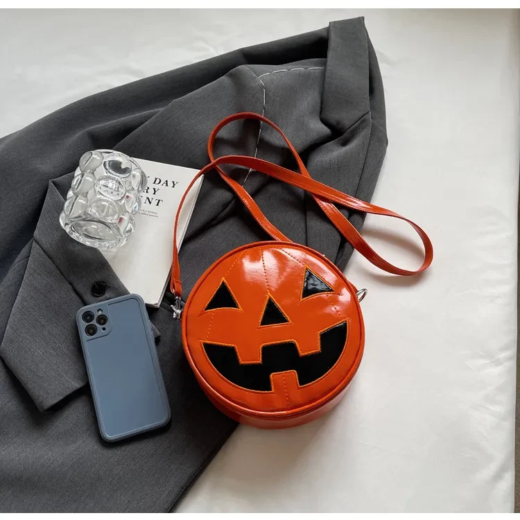Bolso pequeño redondo de calabaza de Halloween para niñas