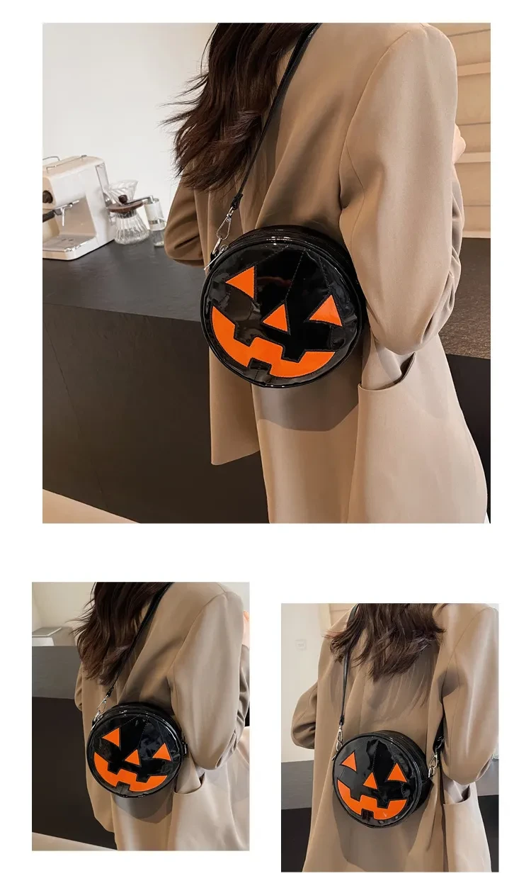 Bolso pequeño redondo de calabaza de Halloween para niñas