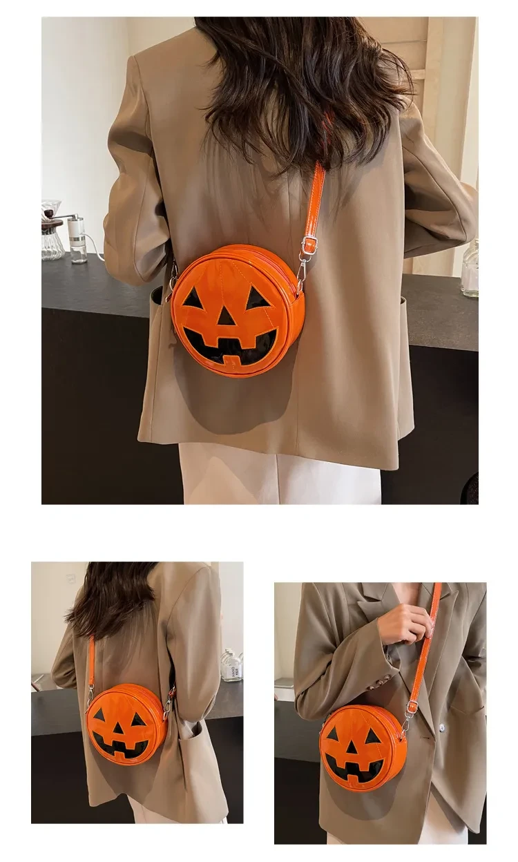 Bolso pequeño redondo de calabaza de Halloween para niñas