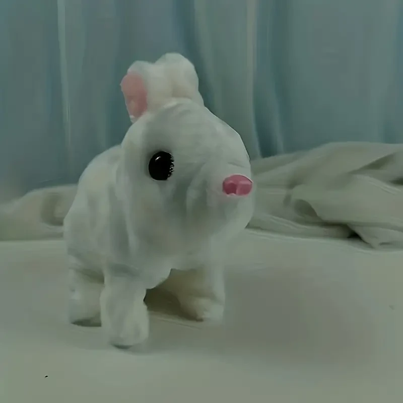 Conejo de peluche interactivo inteligente, mascota simulada de Pascua de pelo largo