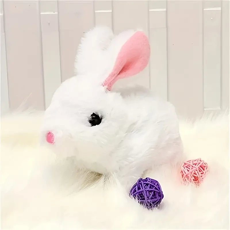 Conejo de peluche interactivo inteligente, mascota simulada de Pascua de pelo largo