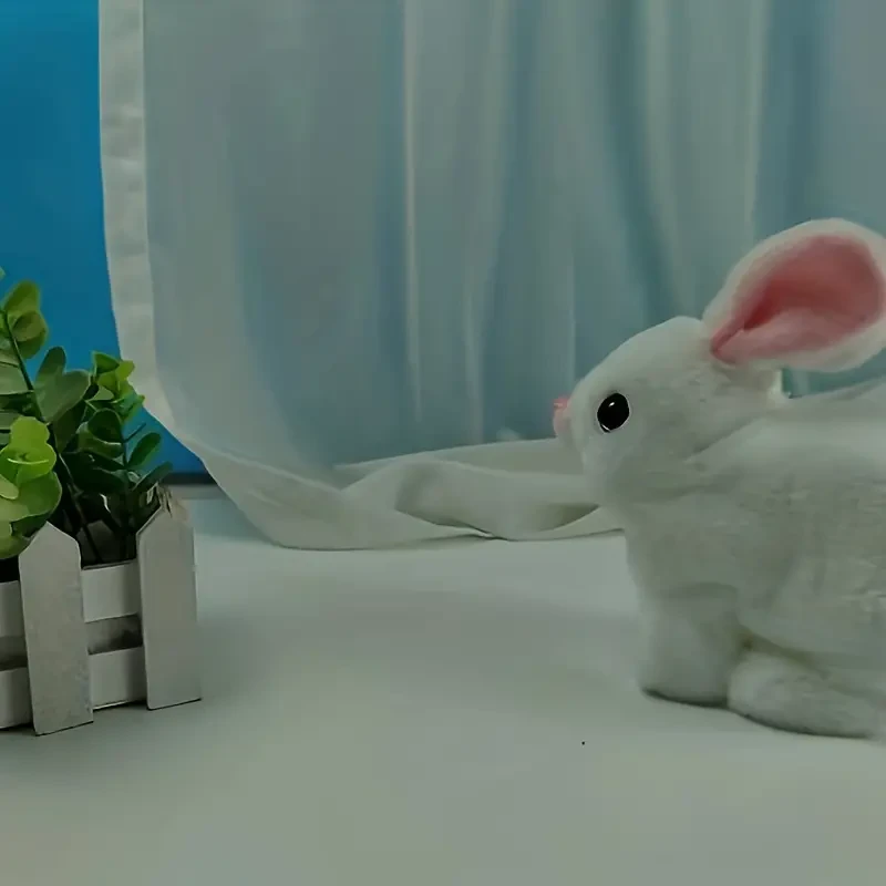 Conejo de peluche interactivo inteligente, mascota simulada de Pascua de pelo largo