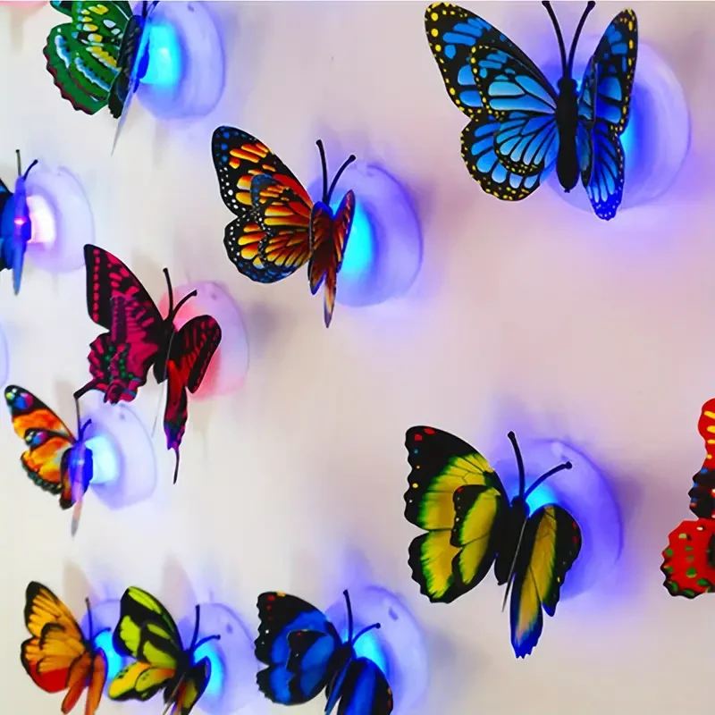 Mariposa de doble capa brillante 3D para decoración del hogar con reverso adhesivo