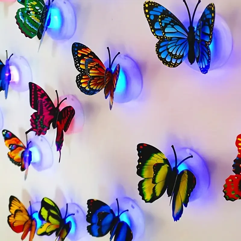 Mariposa de doble capa brillante 3D para decoración del hogar con reverso adhesivo