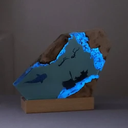 Lámpara de resina Corsair, luz nocturna de madera maciza con luz variable