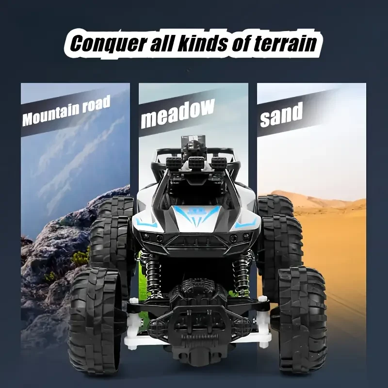 Coche de carreras con control remoto inalámbrico y luces. Funciona con pilas. Material PP duradero. Regalo perfecto para cumpleaños, Halloween, Navidad y Acción de Gracias.