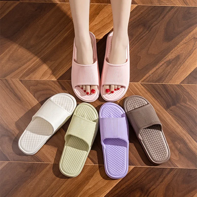 Zapatillas de verano para casa, para hombre, mujer y pareja, de color liso, con rombos y rayas, antideslizantes.