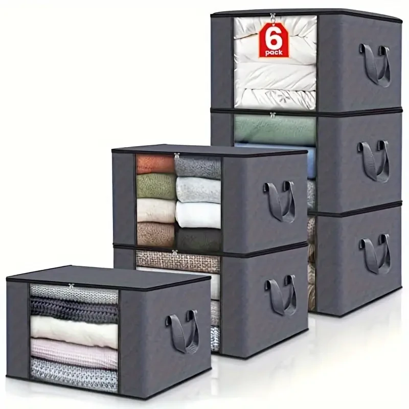 6 cajas de almacenamiento de tela plegables grandes