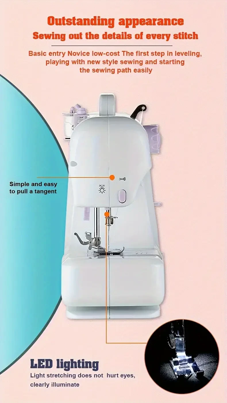 Máquina de coser portátil de velocidad ajustable
