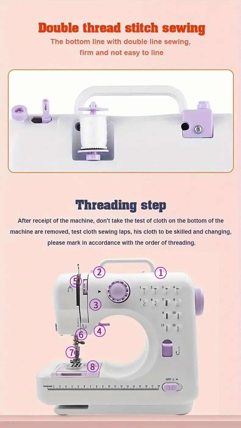 Máquina de coser portátil de velocidad ajustable