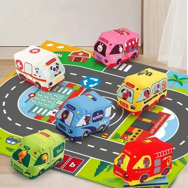 Juego de papel y campana con sonido incorporado KPOSKLI: Carretera interactiva con 8 vehículos coloridos y efectos de sonido para el aprendizaje temprano