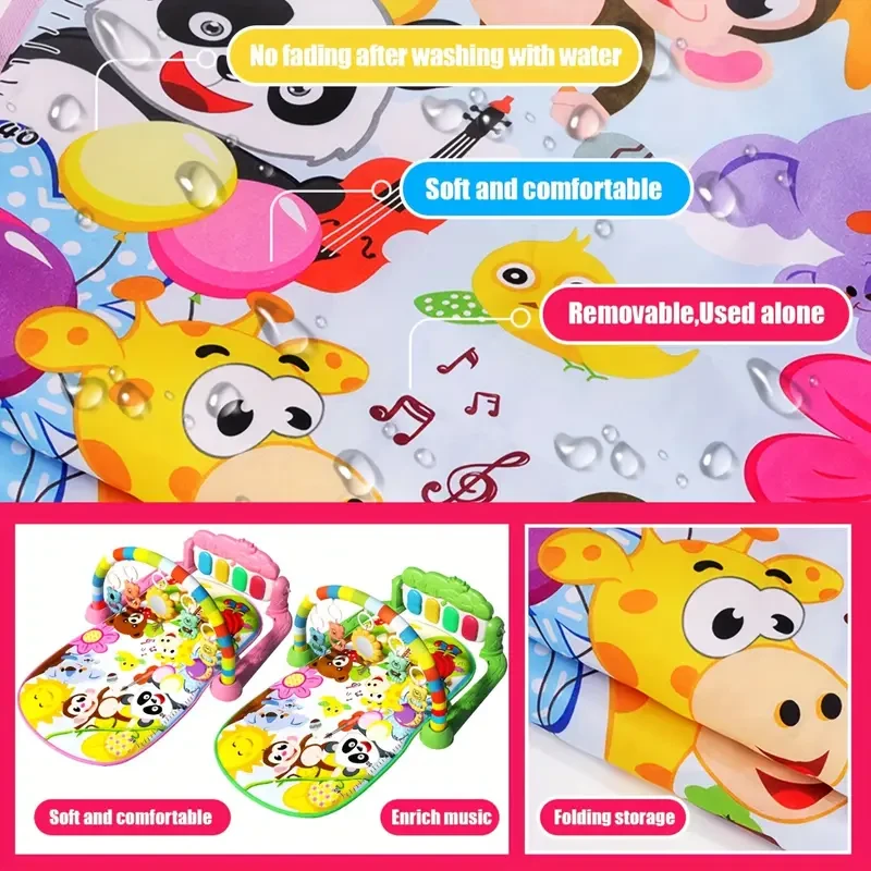 Tapete de juego interactivo para niños con piano de pedal musical: divertido y educativo juguete de fitness para niños, regalo perfecto para Navidad, cumpleaños y Halloween. Verde/Rosa.