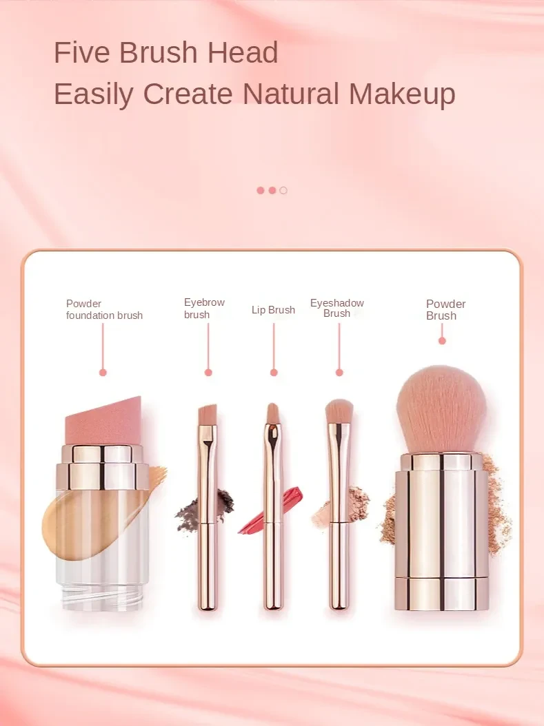 Pinceles de maquillaje multifuncionales portátiles para base y sombra de ojos