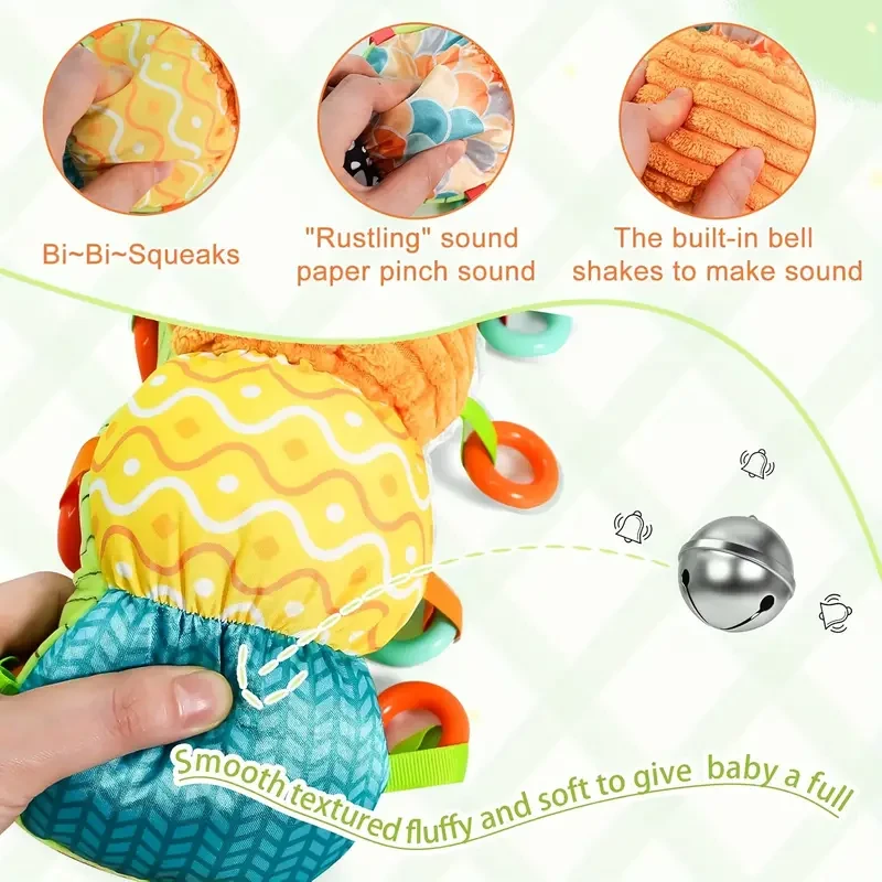 1 peluche musical para bebé con sonajeros arrugados para recién nacidos de 0, 3, 6 y 12 meses, regalo de cumpleaños.