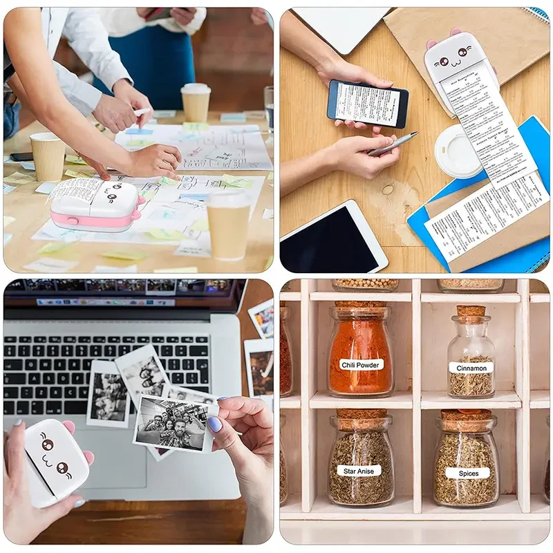 Impresora portátil, mini impresora térmica inalámbrica Bluetooth de bolsillo para smartphones, impresión sin tinta Bluetooth, ideal para etiquetas, recibos, fotos, notas, estudio, oficina en casa, Halloween y Navidad.