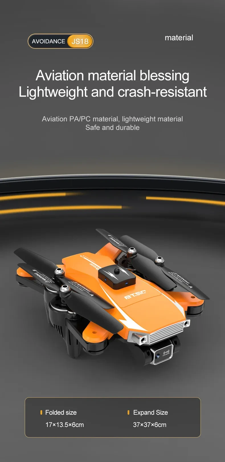 Versión en inglés JS18 UAV para evitar obstáculos Fotografía aérea Control remoto plegable