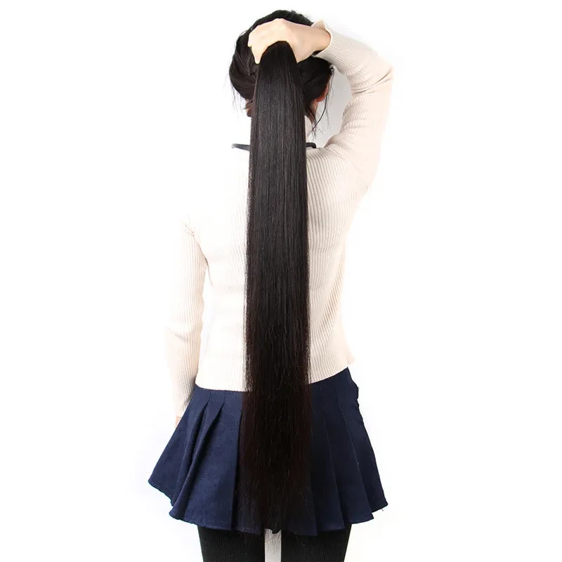 Peluca de realidad, cabello liso, lazo para cabello liso,