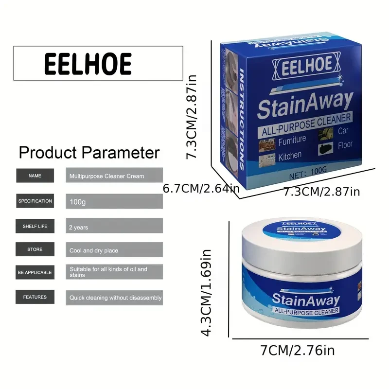 Pasta limpiadora multiusos para manchas de cocina, suelos y coches