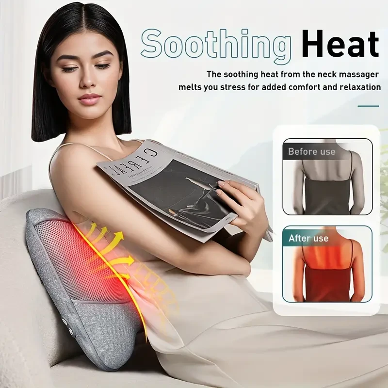 Almohada ergonómica de masaje Shiatsu con amasamiento profundo y calor