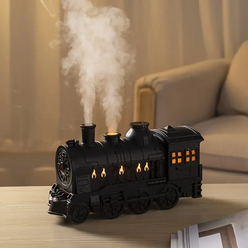 Difusor de aceites esenciales de aromaterapia con forma de tren, dos modos de pulverización y luz nocturna.