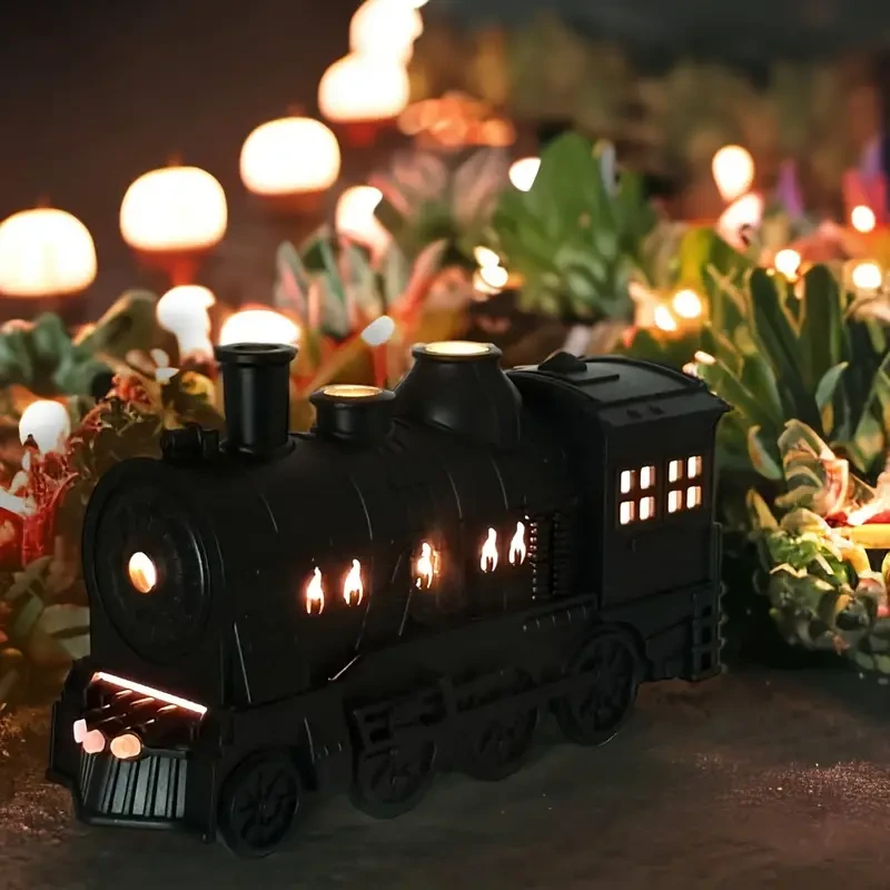 Difusor de aceites esenciales de aromaterapia con forma de tren, dos modos de pulverización y luz nocturna.