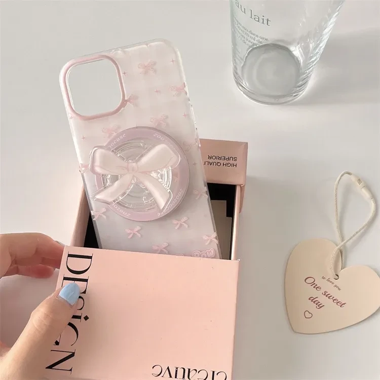 Funda magnética para teléfono con lazo a cuadros resistente a caídas